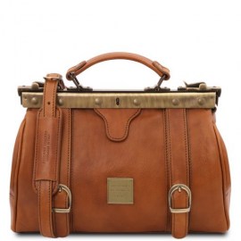 Doctor gladstone leather bag with front straps